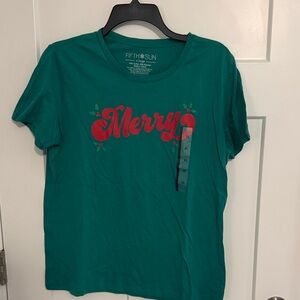 Fifth Sun Teal Graphic Tee- Merry Size XL